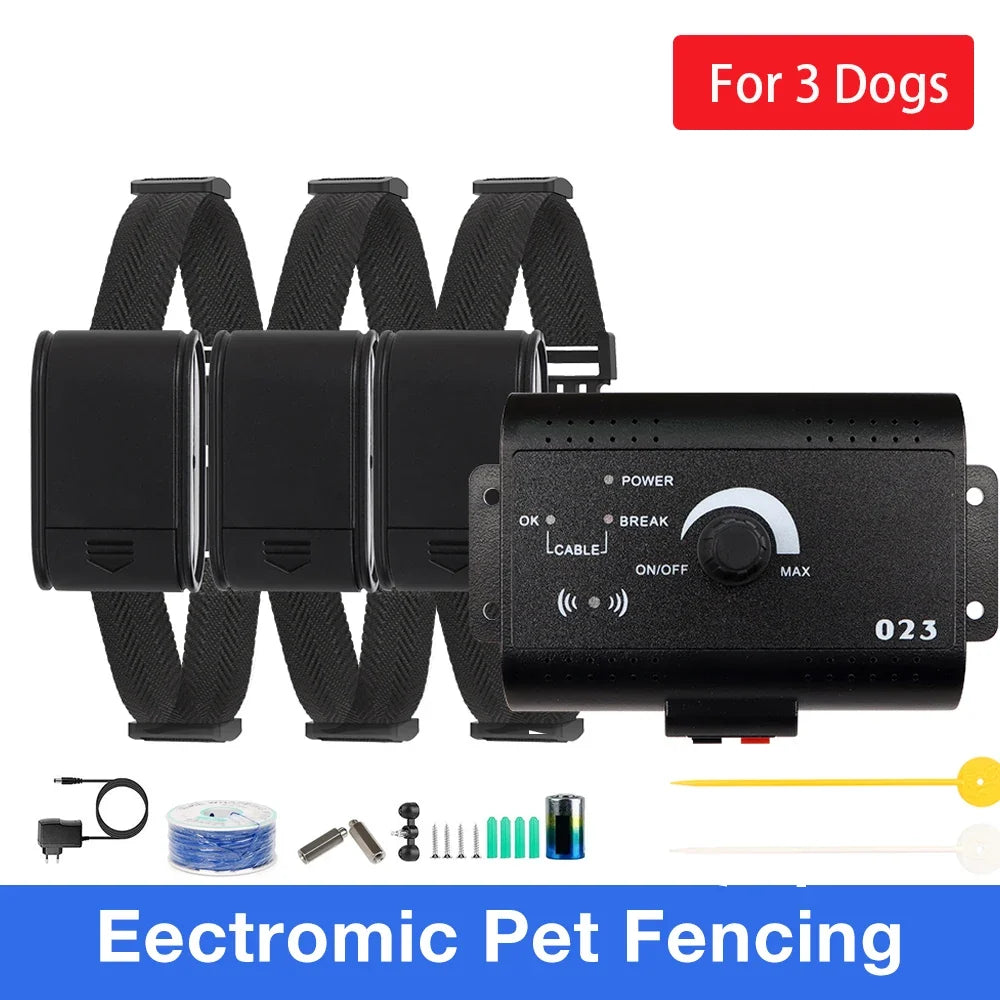1.2 Acres Electronic Pet Fence System Adjustable Control Range Dog Fencing Dog Training Collar Electric Dog Sound Shocked Collar