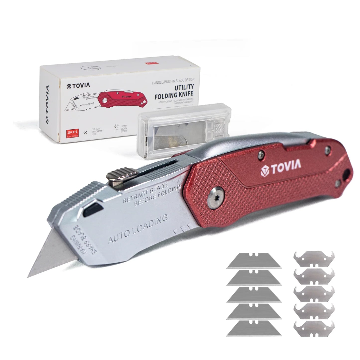 This folding utility knife is equipped with 13 blades, is compact and lightweight, and can be quickly replaced. It is very suita