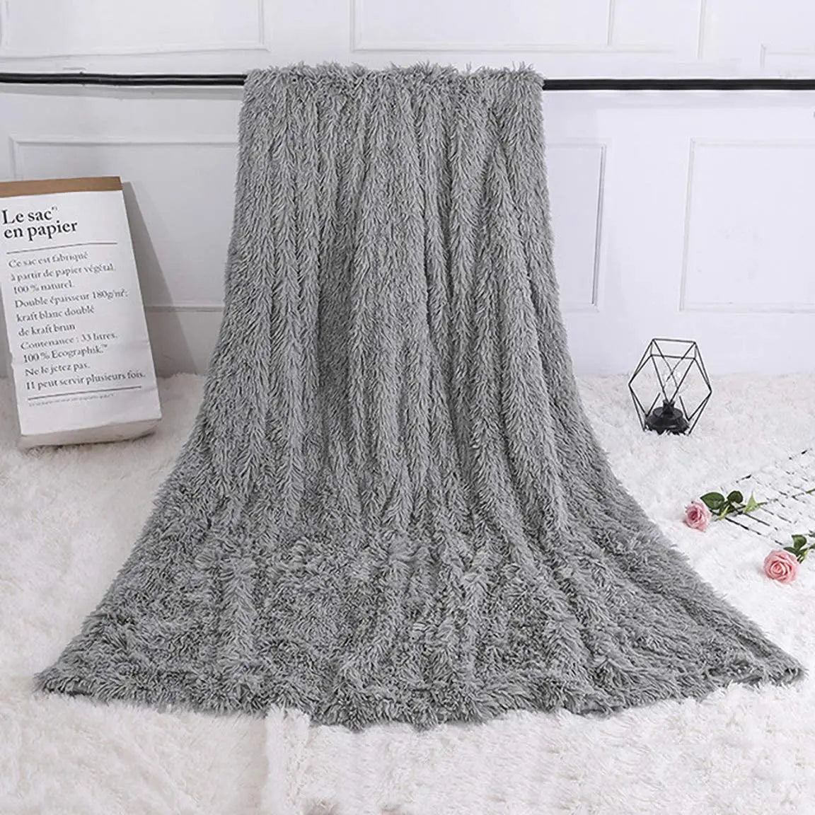 Thickened Fluffy Blanket Warm Spring Bedspread on the bed Stitch plaid sofa cover Double side blankets and throws for Home decor