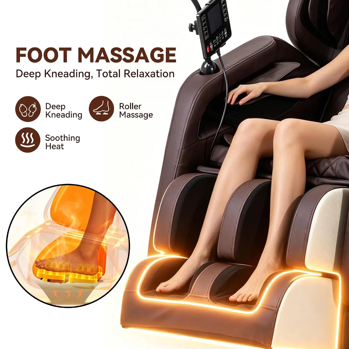 2026 Zero Gravity Full Body Massage Chair Recliner with 10 Rollers Airbags Heating Foot Massage Bluetooth Speaker, Custom