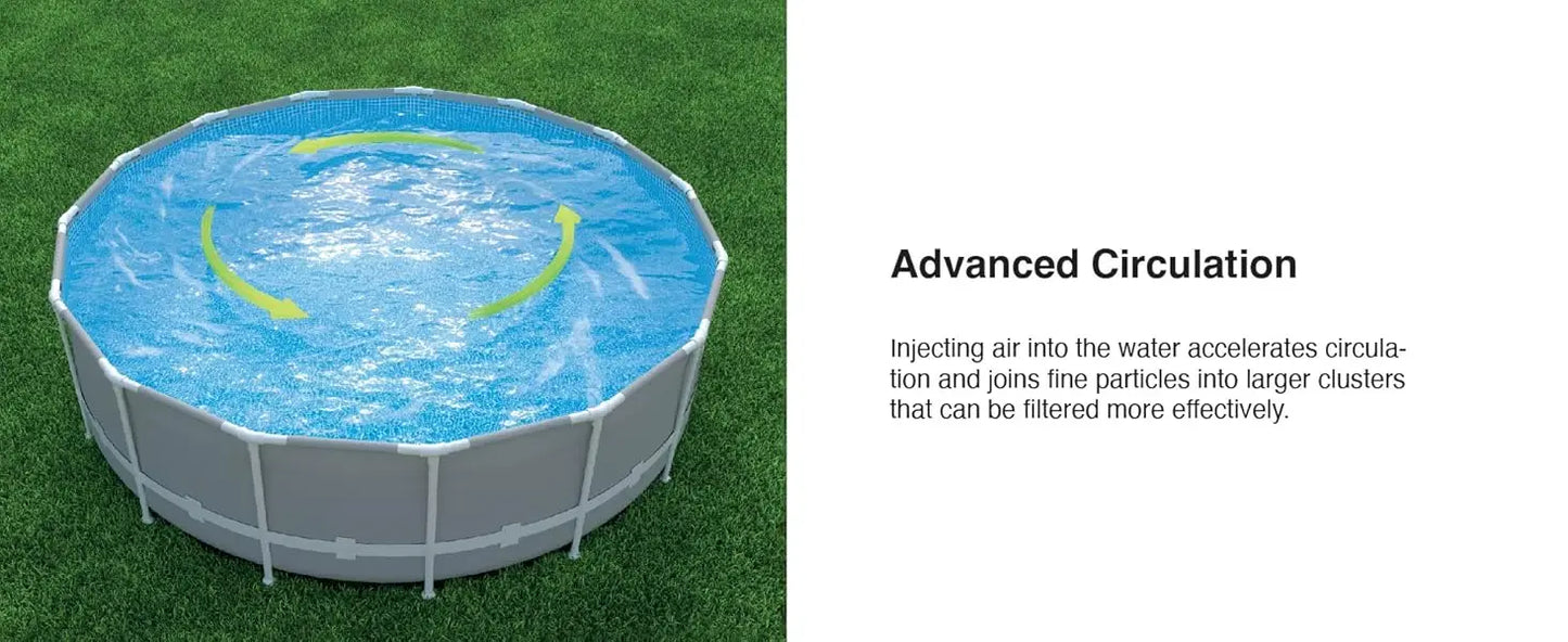 Round above Ground Outdoor Swimming Pool Set with Filter Pump, Ladder, Ground Cloth, and Pool Cover, Greywood