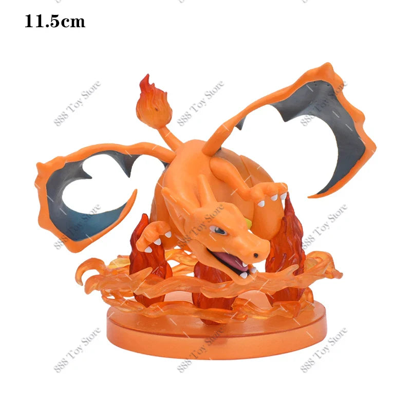 Anime Pokemon Figures Squirtle Charizard Bulbasaur Charmander Vulpix Special Effects Scene Version PVC Action Figure Model Toys