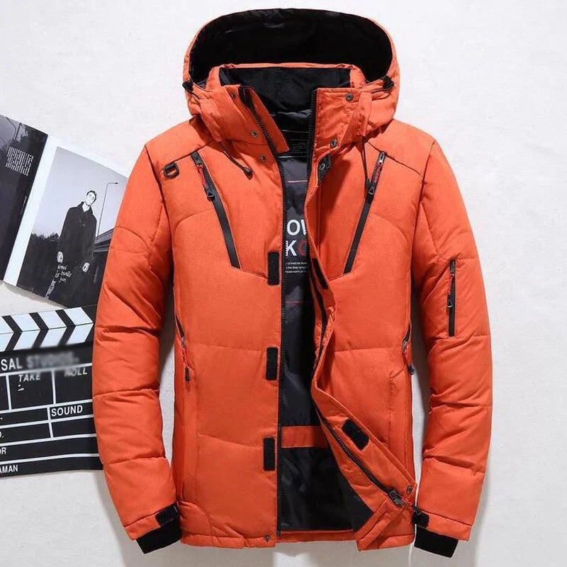 -20 Degree Down Jacket Male  Parkas White Duck Down Jacket, Hooded Thick Warm Padded  Coat Oversize M-4XL.