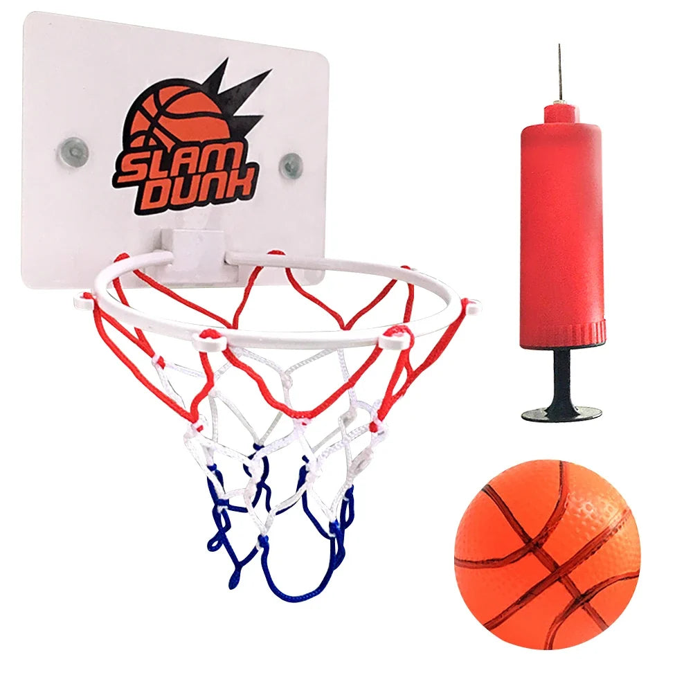 Mini Basketball Hoop Set Basketball Hoop with 1 Ball and 1 Inflatable Pump Kid Indoor Sports Basketball Backboard Funny Game Toy