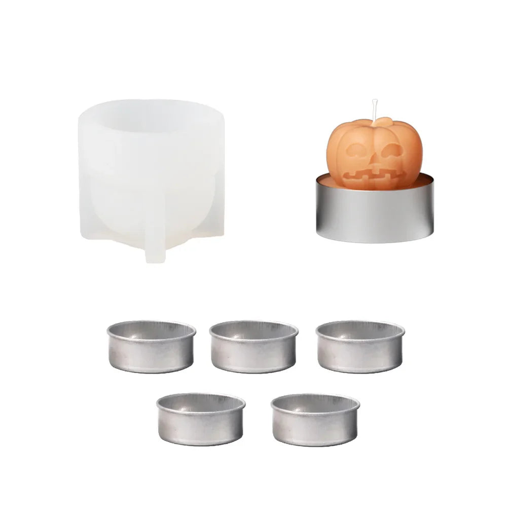 Nicole Spooky Pumpkin Tealight Candle Mold Halloween Silicone Molds for Candles Halloween Home Decor