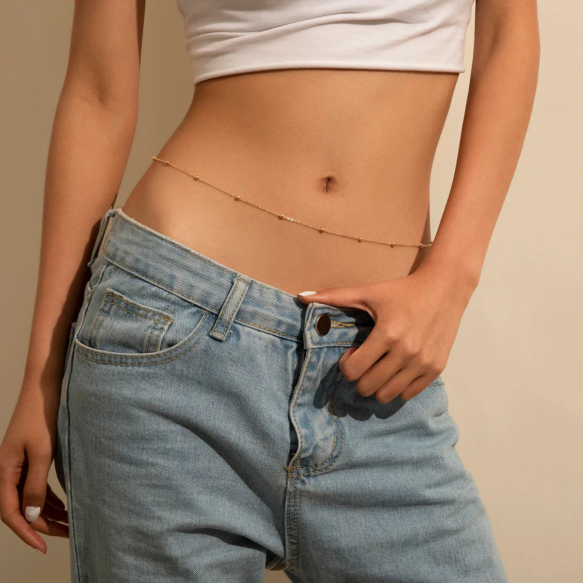 Lacteo Trendy Colorful Rhinestone Beads Belly Waist Chain Beach Star Heart Shape Pendant Sexy Body Chain Women's Jewelry Party