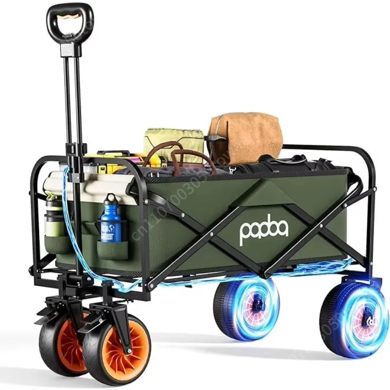 100L Electric Powered Camping Wagon, 150kg Heavy-Duty Foldable Utility Cart, Collapsible Outdoor Trolley for Camping & Beach