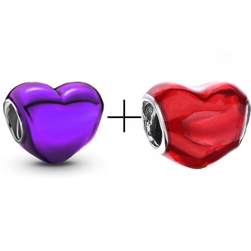 BRACE CODE 2Pcs/Lot Pan Spring New Purple Charm Love Floral Diy Beads Pendant Making Men's Women's Children's Fine Bracelets
