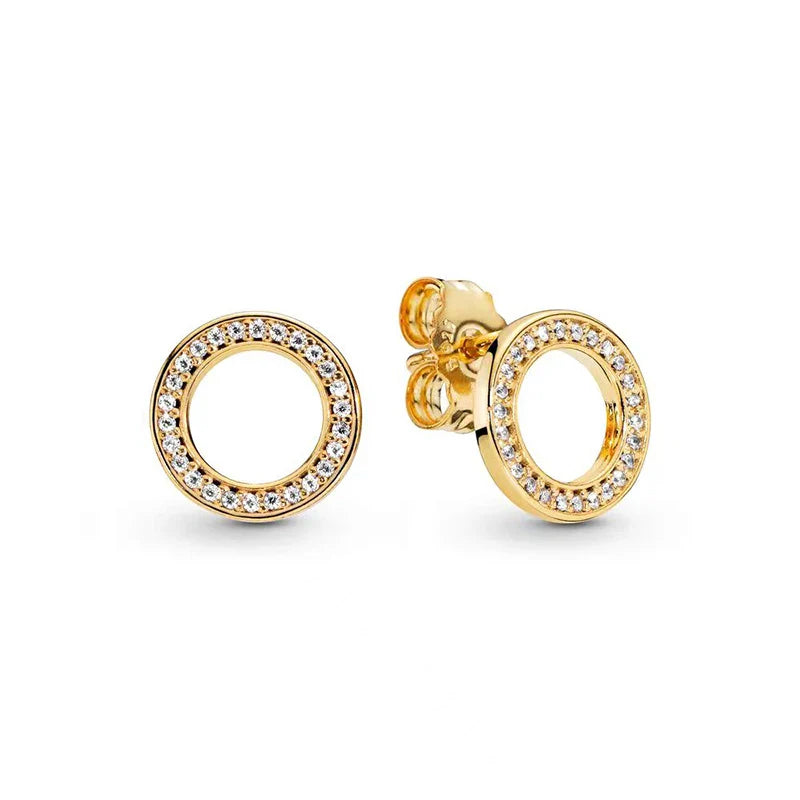 New 24K Gold Plated Pavé Heart Hoop Earring Huggie Hoop Earring 925 Silver Charm Hoop Earring Fine Jewelry Women DIY