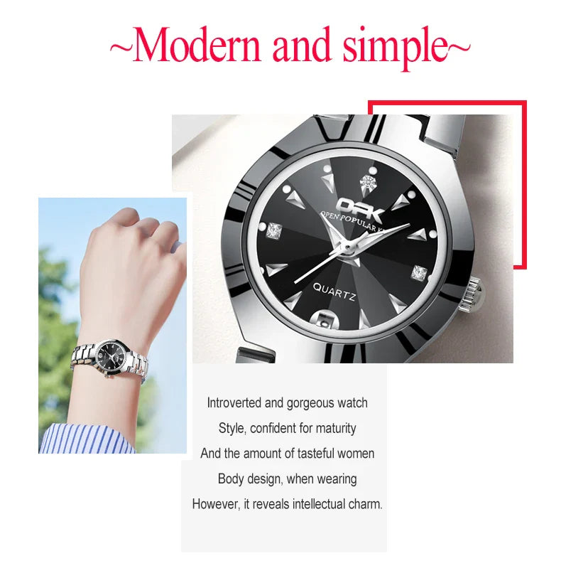 OPK 8105 Women's Watches Luxury  Original Wristwatch for Girl Waterproof Luminous Ladies Watch Fashionable Zircon Scale Date
