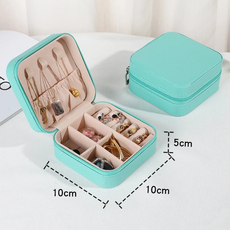 Portable Jewelry Storage Box Travel Organizer Jewelry Case PU Leather Storage Earrings Necklace Ring Jewelry Organizer Display
