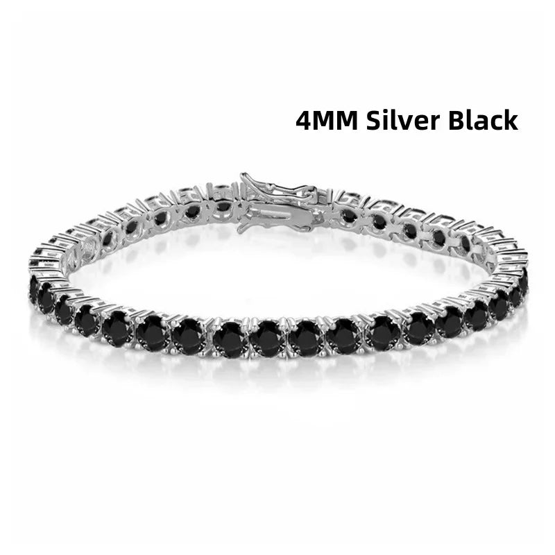 Factory Price Real S925 Sterling Silver Plated 18K Gold 5A Grade Zircon Black Tennis Bracelet for Men and Women Fashion Jewelry