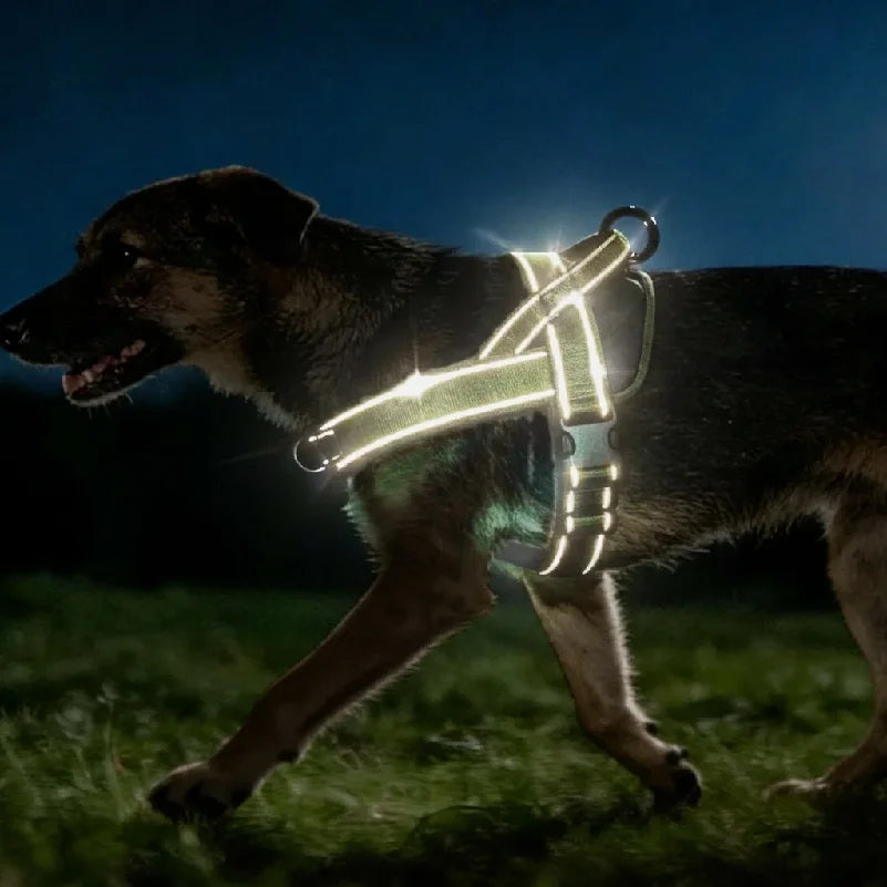 Tactical No-Pull Dog Harness for Large Breed: Heavy-Duty Vest with Reflective Strip, Adjustable & Padded for Control and Pullers