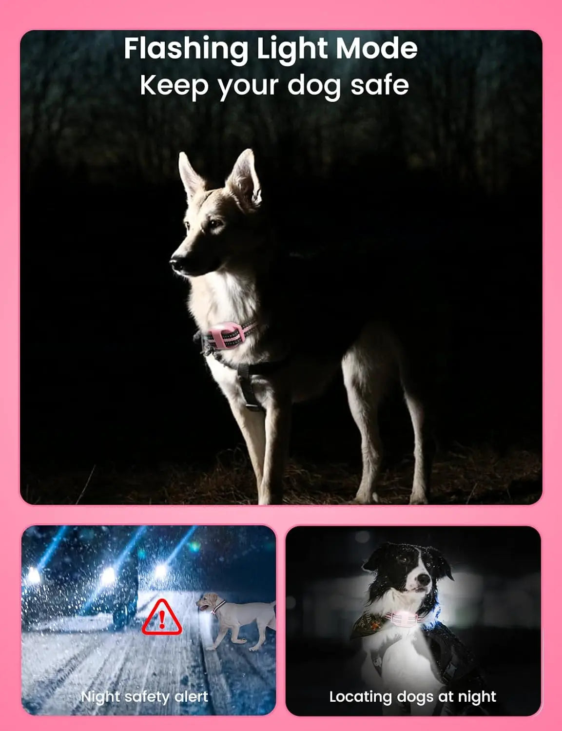 Safe Training Dog Collar No Shock, 3300ft Remote Control with Vibration Beep & Flashlight, Waterproof Pet Behavior For All Dogs