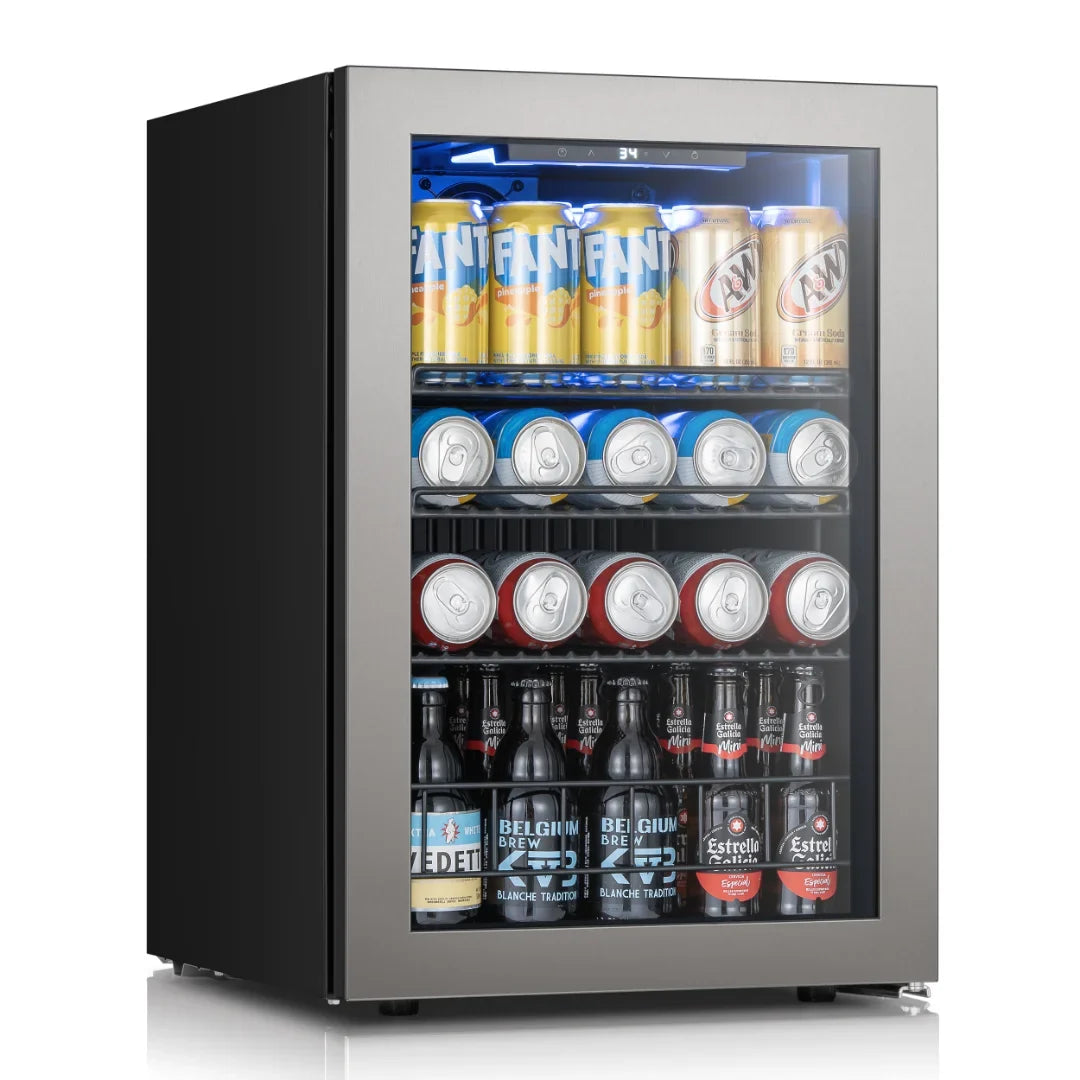 Ca'Lefort Beverage Cooler 62L Mini Fridge Direct Cooling Digital Temperature Control Beverage Refrigerator  with Reversible Glass Door, Adjustable Shelves  for Soda, Beer & Drinks, for Dorm, Office & Home