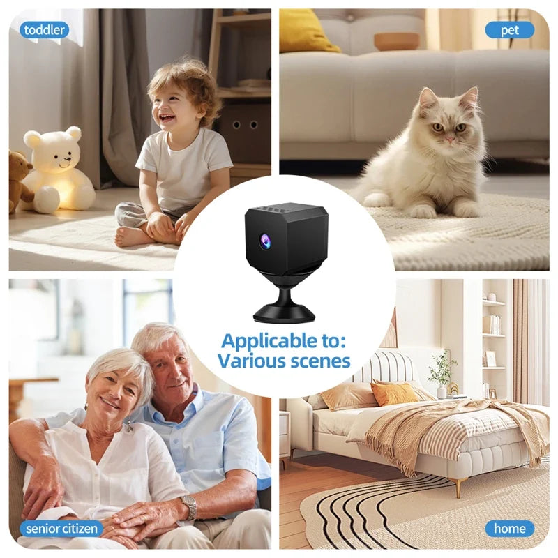Mini 4K WiFi Camera Remote Monitor Motion Detection Night Vision Long Battery Security Alert Indoor Outdoor Home Security Camera