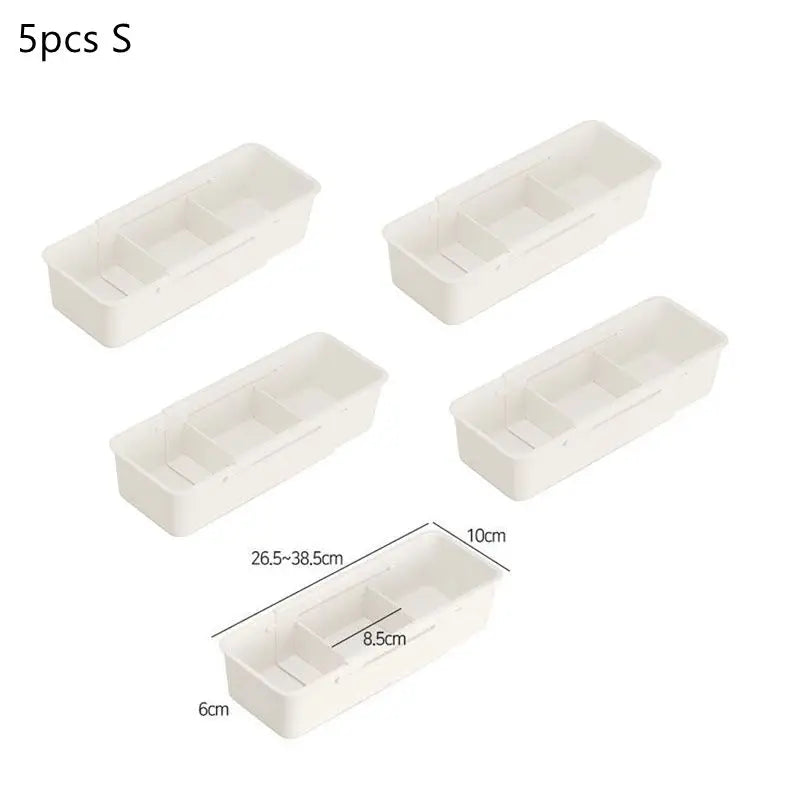 Adjustable Drawer Organiser Living Room Kitchen Bedroom White Sliding Multi-Purpose Organizer Box Sundries Divider Holder