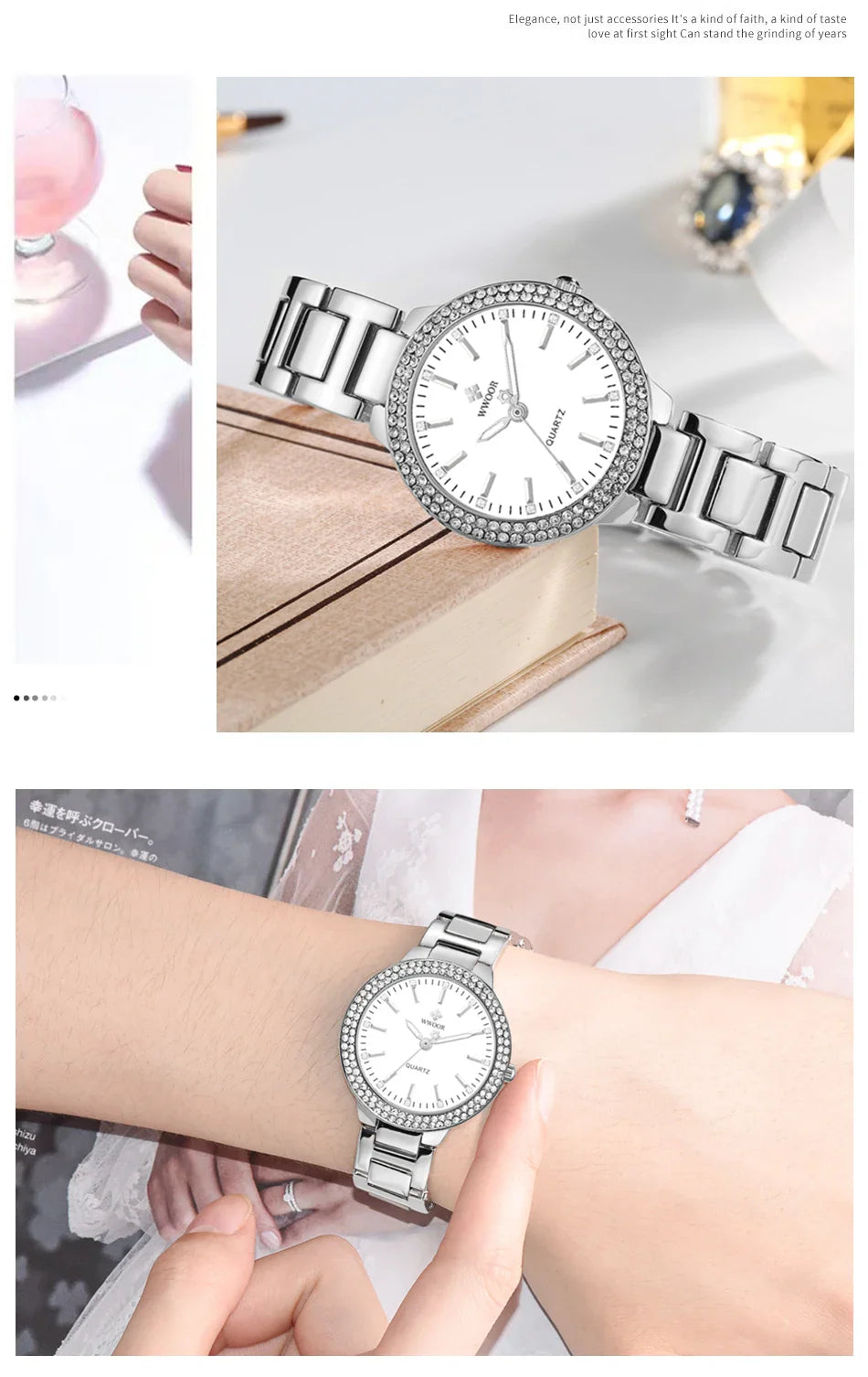WWOOR New Women's Watches Fashion Crystal Diamond Ladies Quartz Wristwatch For Woman Relogio Feminino Female Montre Reloj Mujer