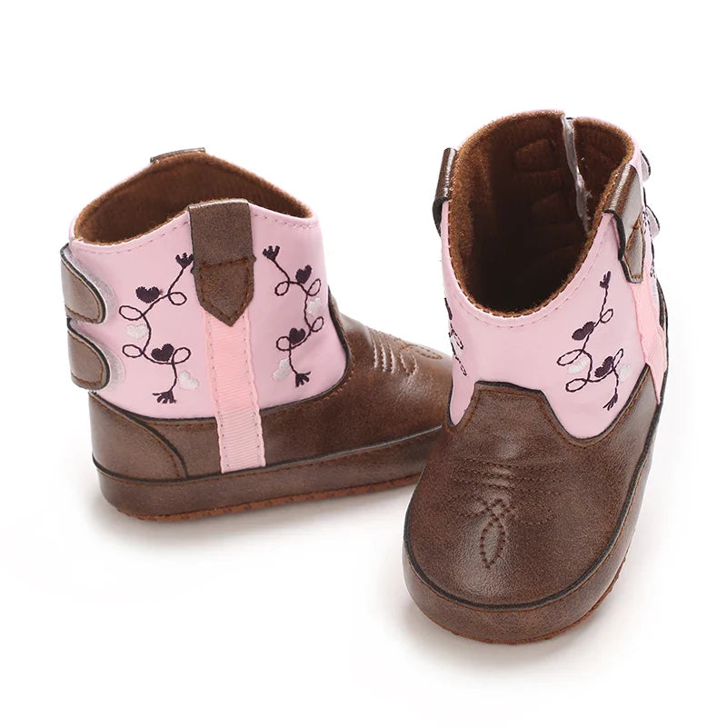 Western Denim Baby Winter Boots, Fashion Warm Casual First Walkers Shoes for Boys Girls 0-18 Months ﻿