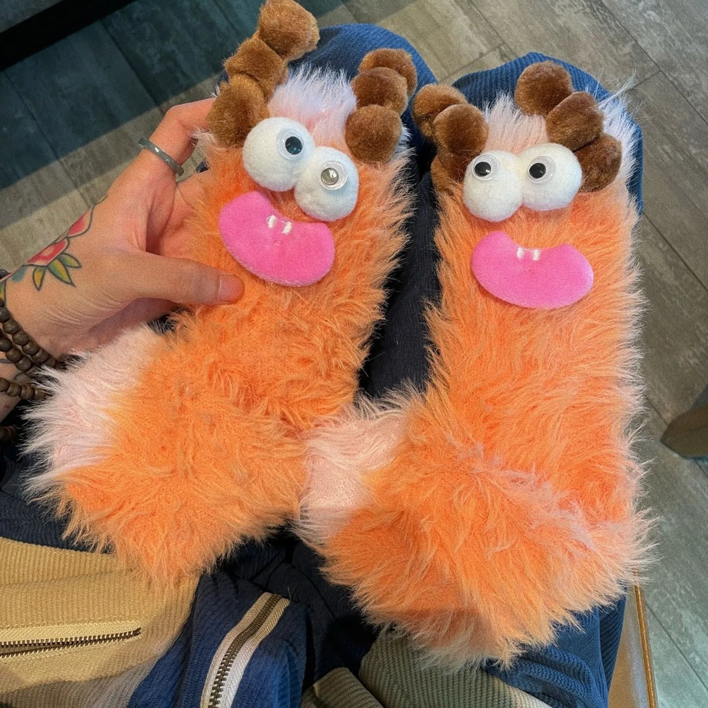 Coral Velvet Three-Dimensional Weird Socks Cartoon Thickened Warm Mid-Calf Socks New Coral Velvet Women'S Socks Strange