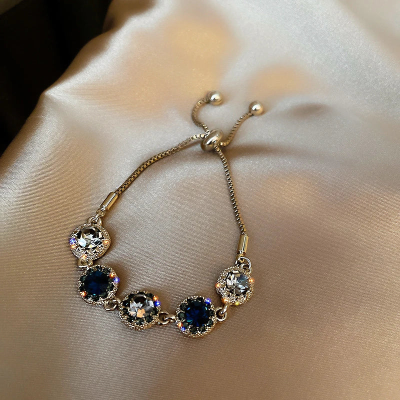 Luxury Blue Zircon 18K Gold Plated Women's Bracelet 2023 New Fashion Retro Zircon Bracelet Wedding Party Jewelry Gift