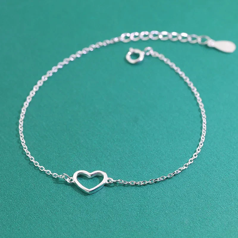 Trusta 100% 925 Sterling Silver Fashion Women's Jewelry Hollow Heart Bracelet 15.5cm For Gift Girl Lady Drop Shipping DS568