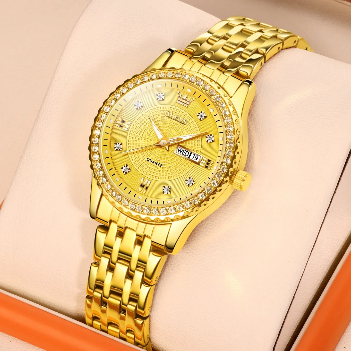 OLEVS Luxury Quartz Watch for Women Stainless Steel Elegant Women's Watches Luminous Waterproof Original Fashion Lady Wristwatch