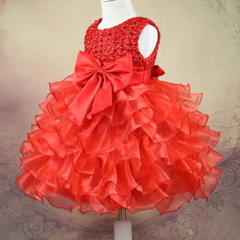 Children's Tutu with Beading Flowers Baby Girl Dress For Wedding Sleeveless Infant Baby Dresses For Toddlers