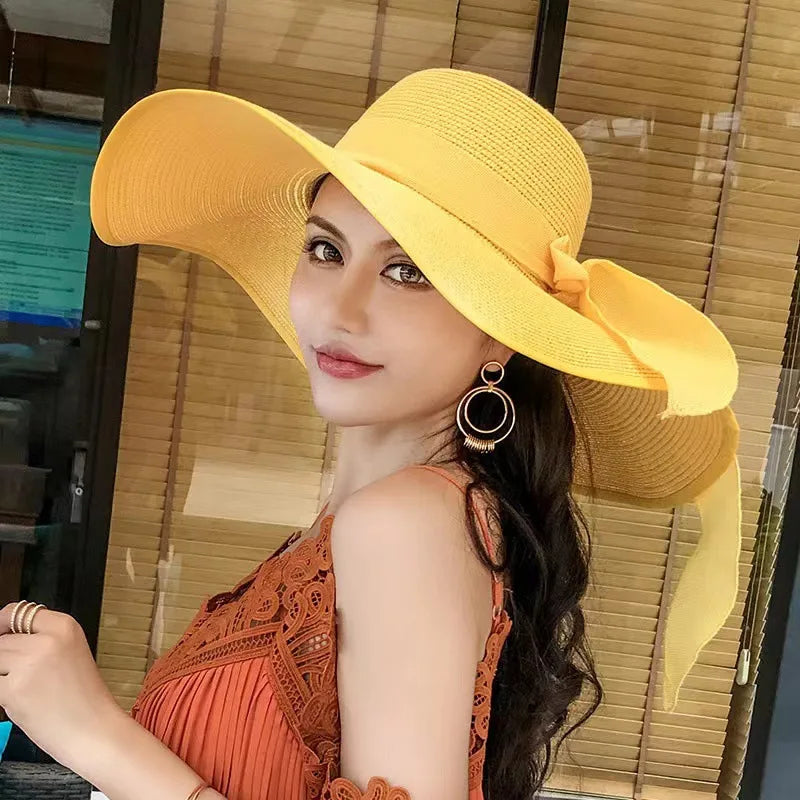 MAXSITI U Summer Straw Hats Bowknot Steamer Breathable Sun Hat Women Holiday Beach Hat Sun Protection Cap Visor Hat sombreros