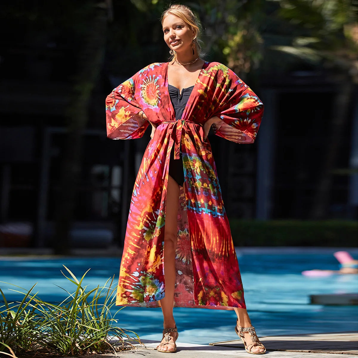WeHello New European and American Cotton Belt Beach Cover Up Sunscreen Cardigan Women's Swimwear Bikini Outwearutwear
