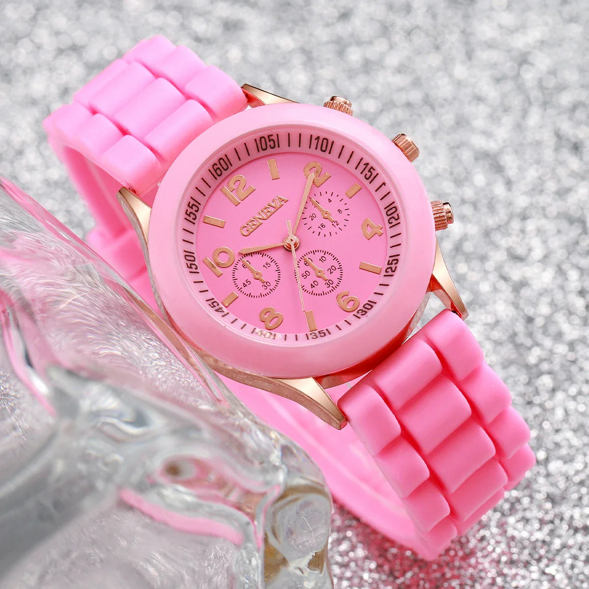 4PCS Women's Watches Fashion SIlicone Band Arabic Dial Quartz Watch Set（Without Box）