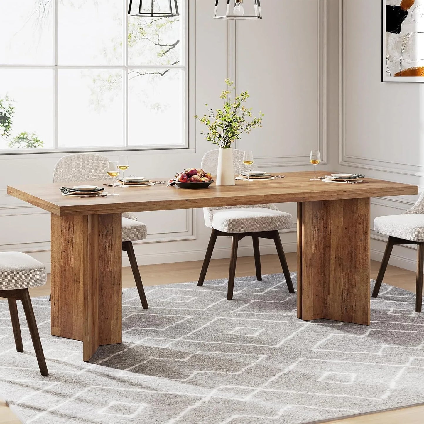 63-inch Dining Table for 4-6, with Large Tabletop, for Dining Room, Living Room.