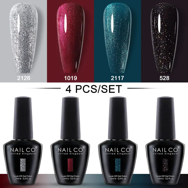 NAILCO 4pcs 15ml Autumn Winter Translucent Color Gel Nail Polish Jelly UV Nails Gel Polish Kit Esmalte Paint Nail Art