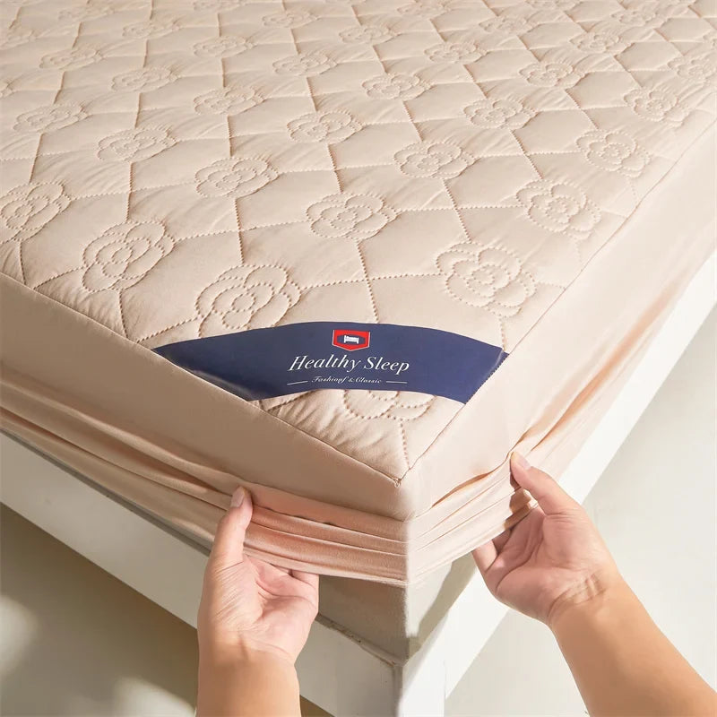 Waterproof Breathable Quilted Fitted Sheet Deep Pocket Mattress Cover Soft Microfiber Elastic Anti-slip Twin Full Queen King Bed