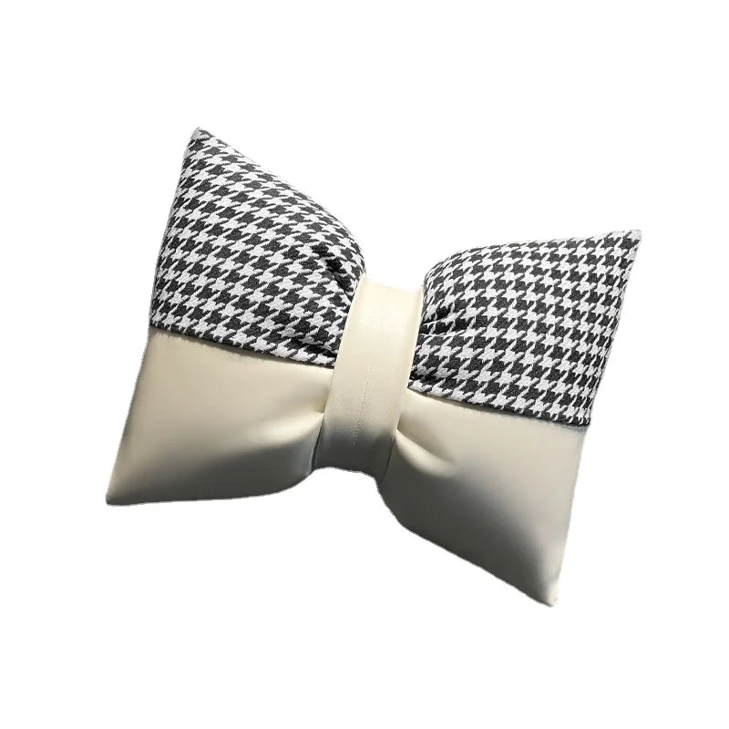 Car Headrest Neck Care Supplies Bird Grid Cute Bow Decorative Female Car Pillow