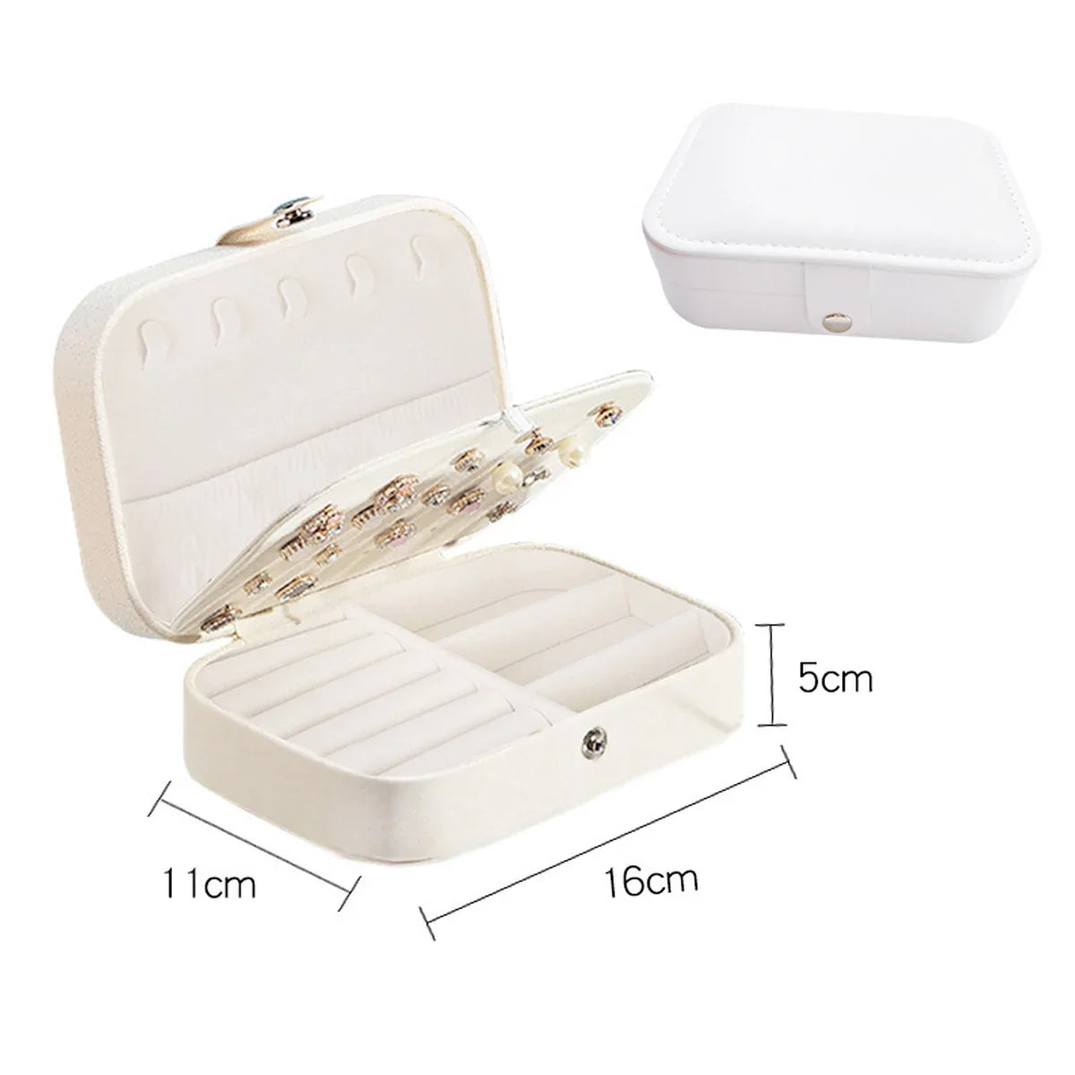 1PC Storage Box PU Jewelry  Anti-oxidation Necklace Ear Ring Ear Stud Pendant Jewelry Box Large Capacity Portable Jewelry Box