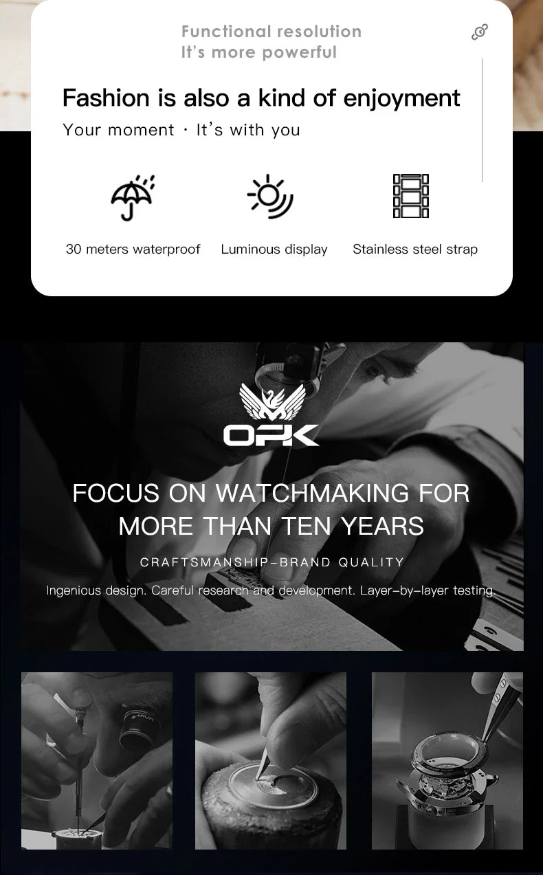 OPK 8115 Women's Watches Simple Fashion Oirginal Wristwatch for Female Stainless Steel Mesh Strap Waterproof Luminous Reloj