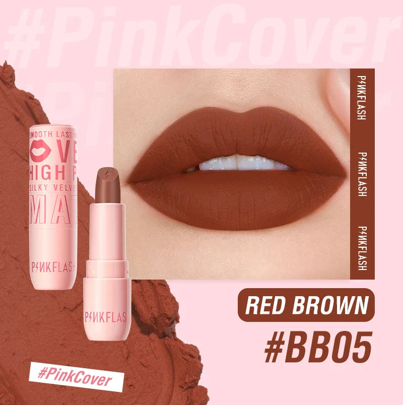 PINKFLASH Velvet Matte Lipstick High Pigment Long-lasting Lip Gloss Silky Moisturize Liquid Lip Tint Smooth Lip Cream Cosmetics
