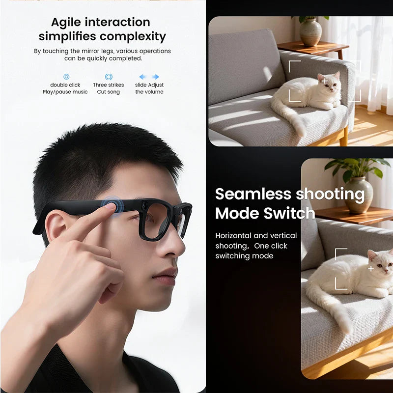 2026 New AI Smart Glasses 8MP HD Camera, 4GB Memory AI Translation, Shooting Everything Recognition Smart Glasses, 300MAH Men Women.