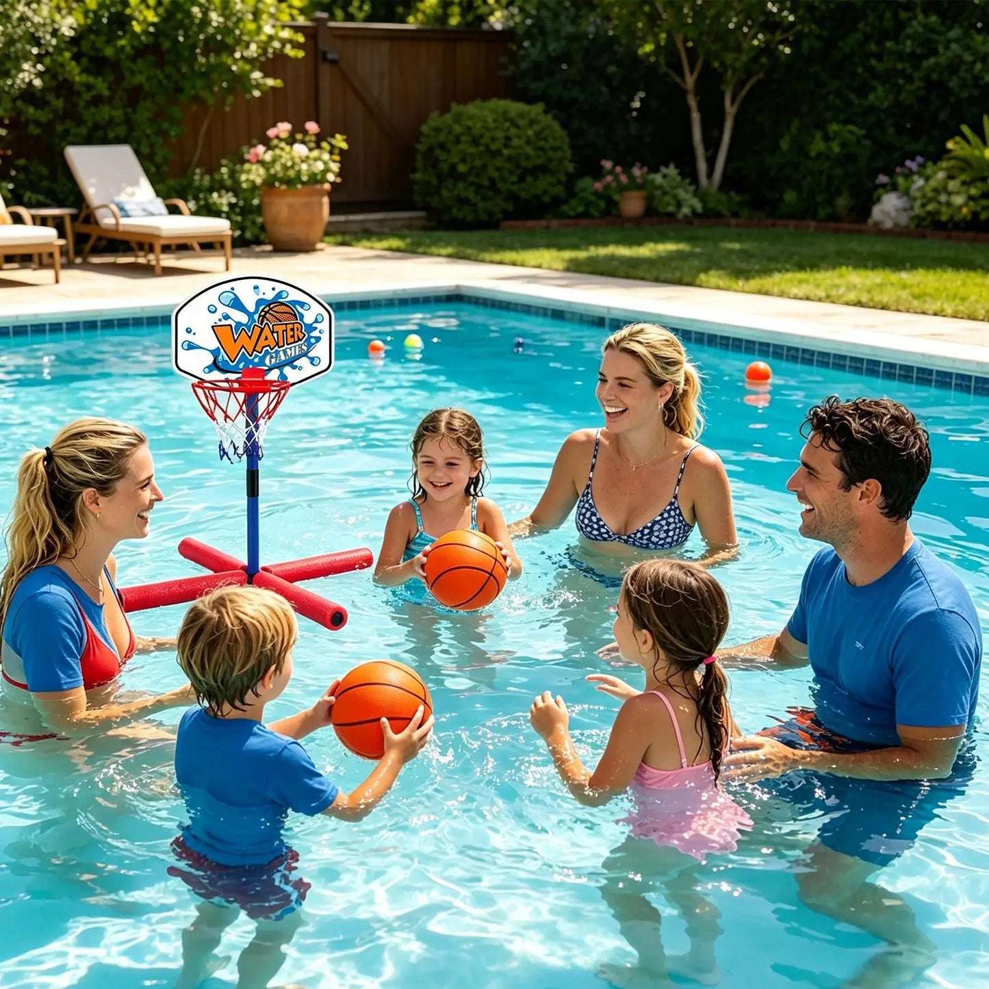 Kids Basketball Hoop Interactive Fun Floating Entertainment Toy Pool Basketball Hoop Toy For Parents Children Kids Family Yard