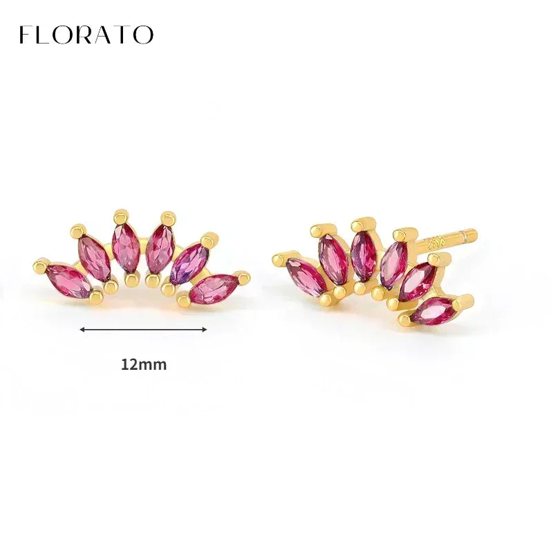 925 Sterling Silver Ear Needle Rose colors Zircon Hoop Geometric Pendant Earrings for women Luxury Fashion Wedding Jewellery2023