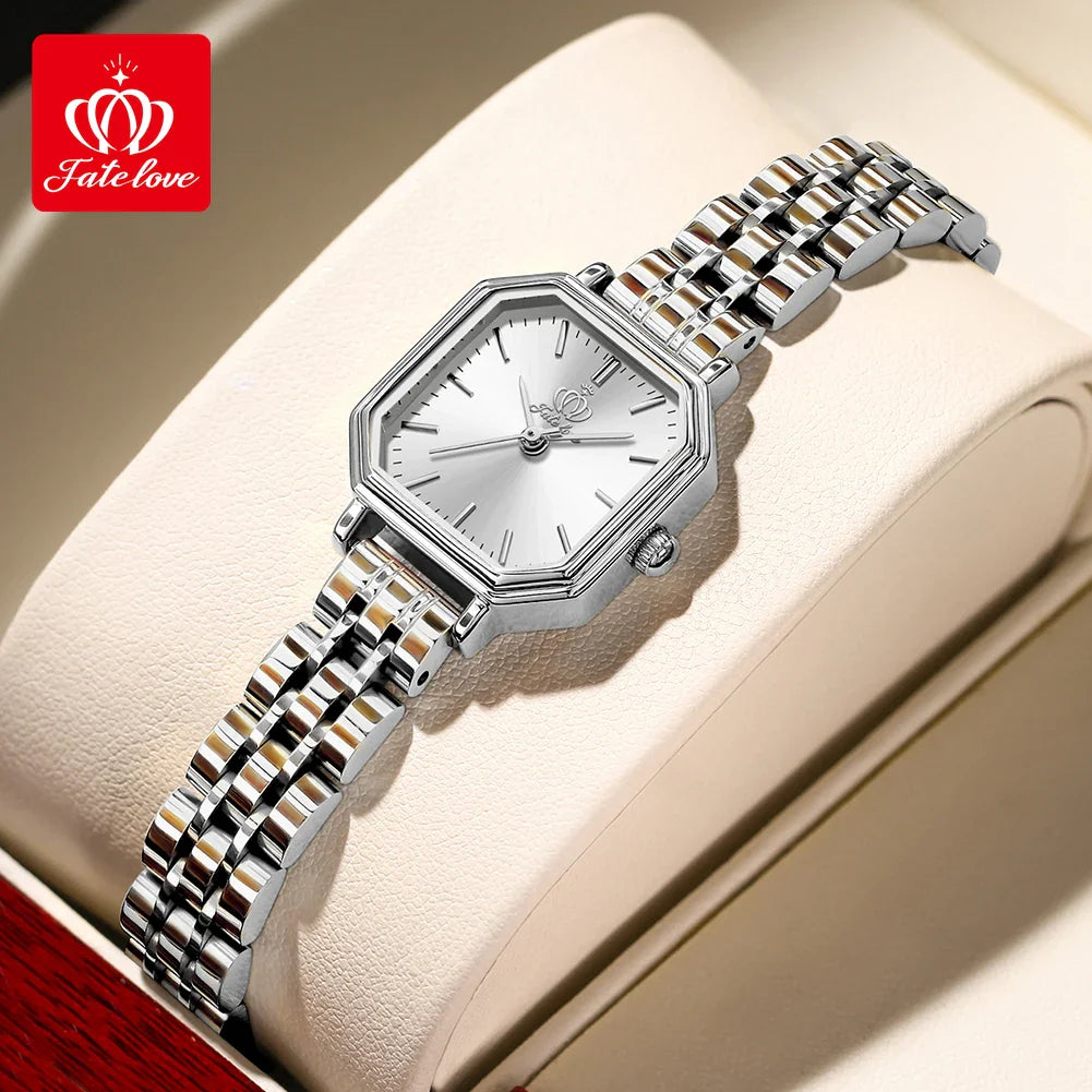OLEVS Square Dial Quartz Watch for Women Stainless steel Fashion Gold Wristwatch Dress Elegant TOP Brand Luxury Women's Watches