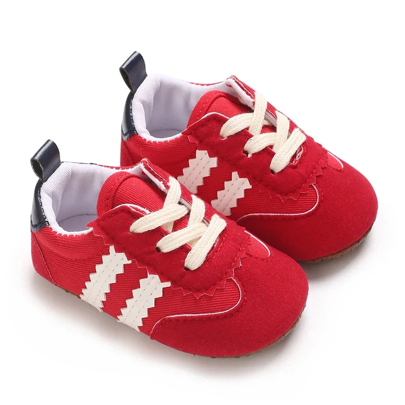 Infant Pre-Walker Shoes Baby Shoes 0-1Year Striped Casual Sports Shoes Rubber Sole for Boys Girls Spring Autumn