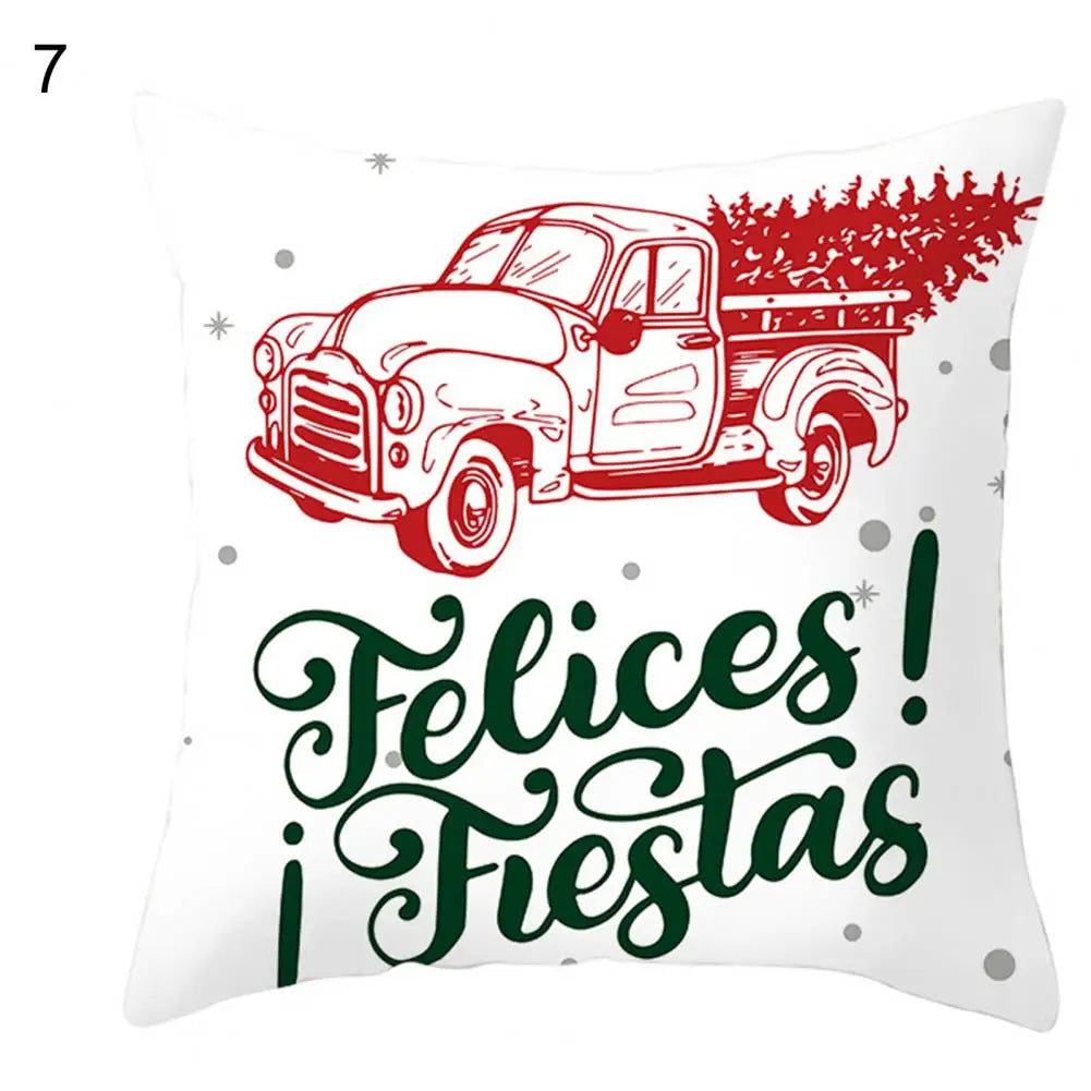 Useful Christmas Pillow Cover Smooth Christmas Pillowcase Breathable Christmas Sofa Chairs Pillow Cover  Skin-friendly