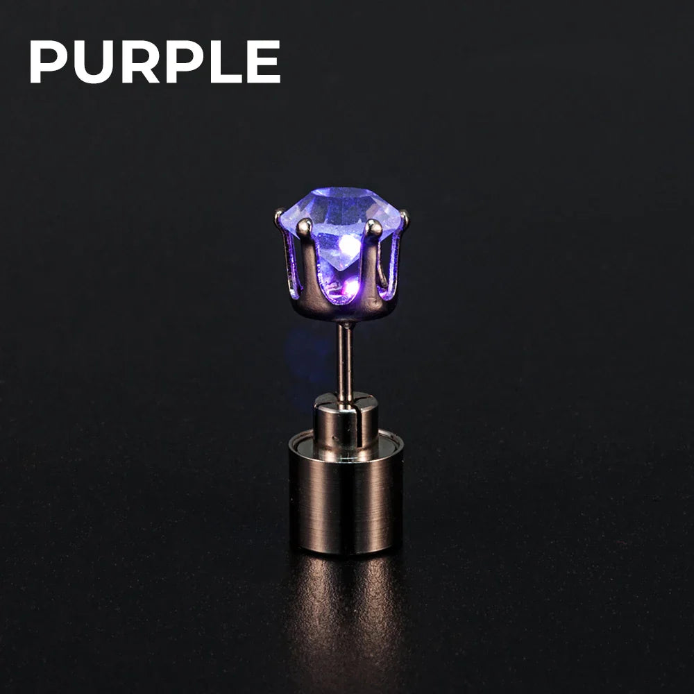 1Pcs of Colorful Light Led Earrings Flashing Stainless Steel Earrings Dance Party Accessories Hot Christmas Gift Luminous Stick