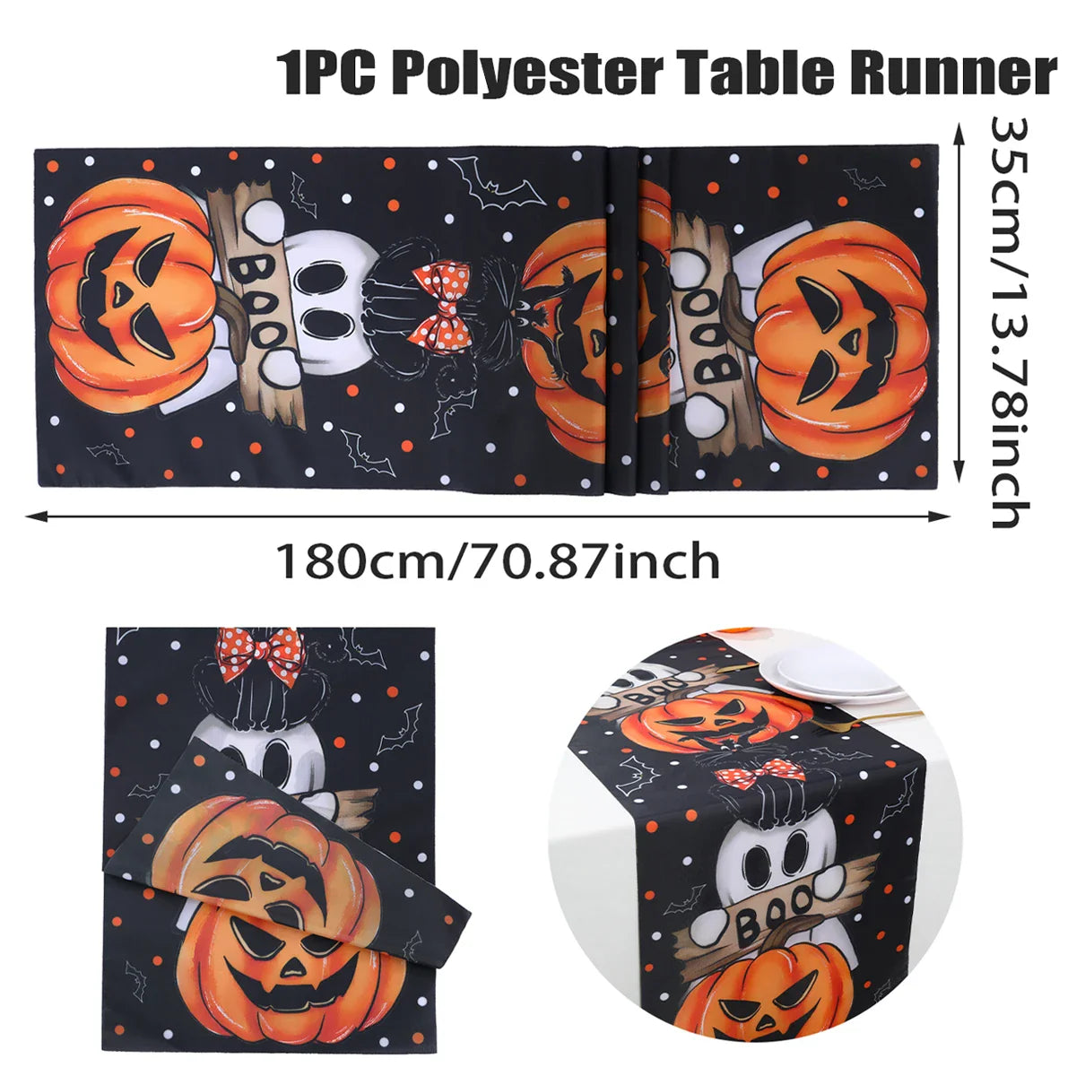 Happy Halloween Banner Bloody Bat Pumpkin Ghost Print Party Backdrop Hanging Banner Halloween Party Decoration For Home