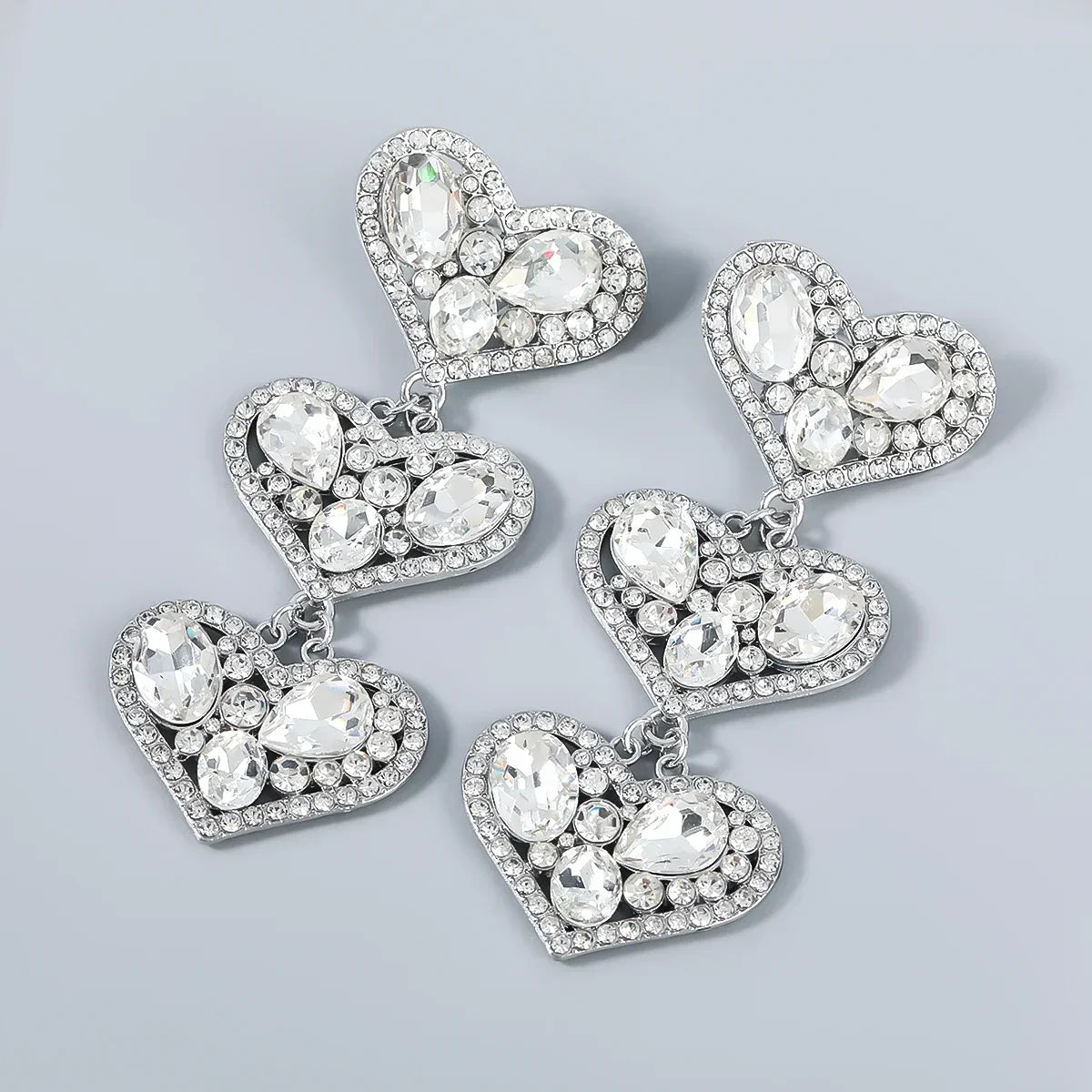 New Fashion women's Color Matching Big Rhinestone Love Heart-shaped Star Drop Earrings women's Jewelry Temperament Accessories
