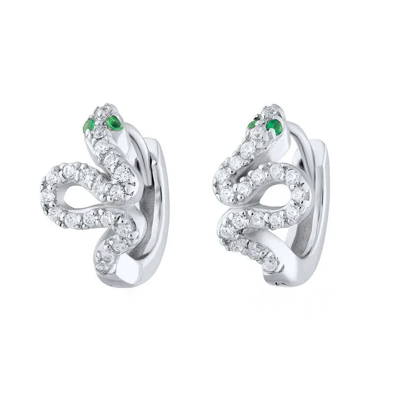 925 Sterling Silver Needle Pave Crystal Snake Type Stud Earrings for Women Simple Cute Animal Earrings Fashion Delicate Jewelry