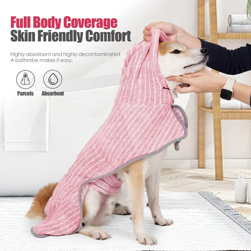 Pet Drying Coat Absorbent Bathrobe Towel for Large Medium Small Dogs Soft Adjustable Fast Drying Moisture Cat Dogs Pet Bath Robe