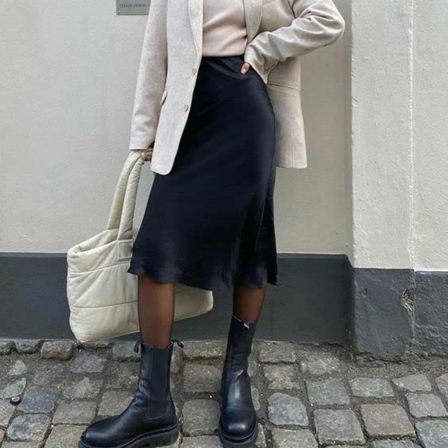 Spring Solid Satin Silk Skirt Women High Waisted Summer Long Skirt New 2024 Elegant Ladies Office A Line Midi Skirts Jupes юбка